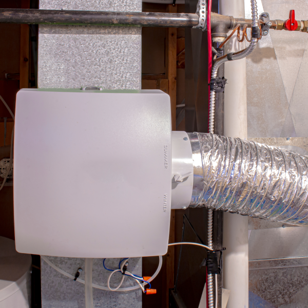 Whole-home humidifier installed with the HVAC system
